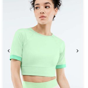Fabletics Avah Color Block Cut Off Sleeve Crop Top
